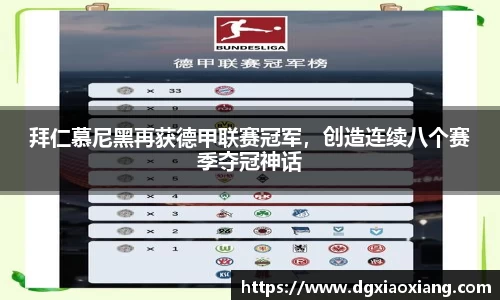 拜仁慕尼黑再获德甲联赛冠军，创造连续八个赛季夺冠神话